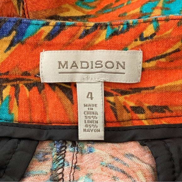 Madison Tropical Print Linen Shorts Size 4 - Picture 3 of 6